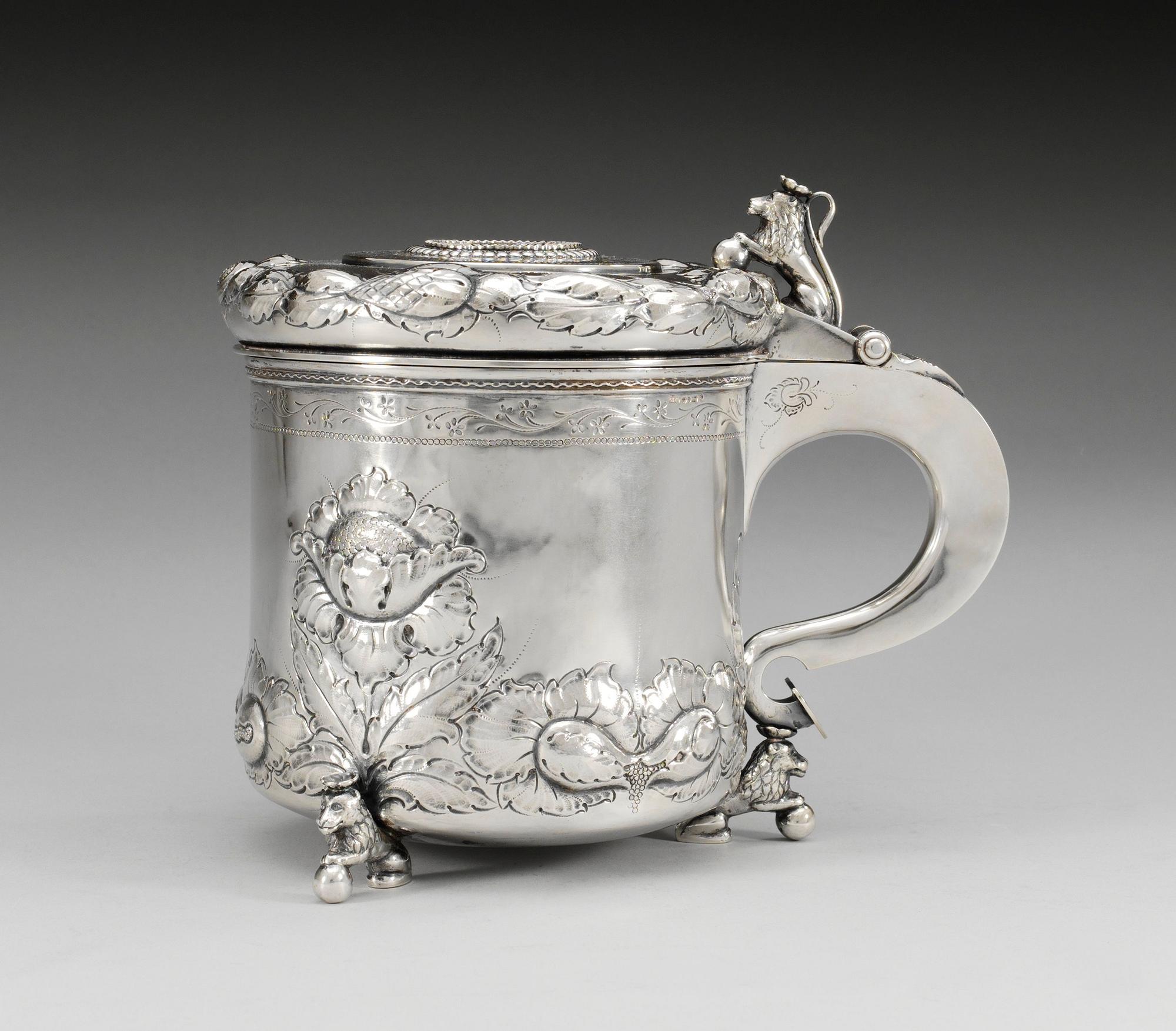 DRYCKESKANNA, silver, Danmark 1900-tal. Barock-stil.