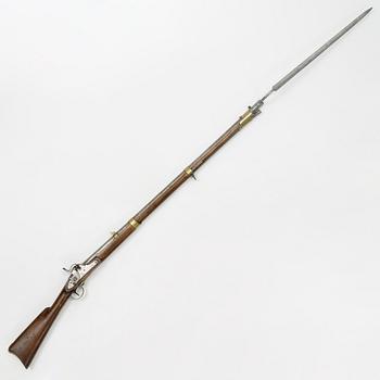A Swedish percussion rifle 1845-54 pattern with bayonet.