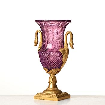 An empire style urn, presumably Baccarat, France, second half of the 19th century.