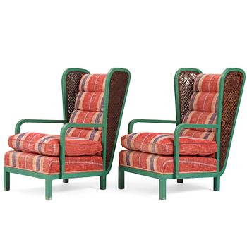 449. A pair of Swedish easy chairs, 1930s. Provenance building contractor Olle Engkvist.