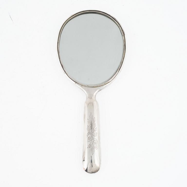 Hand mirror, silver, Carl Silversmed Carl Nyströmer, Stockholm 1962.