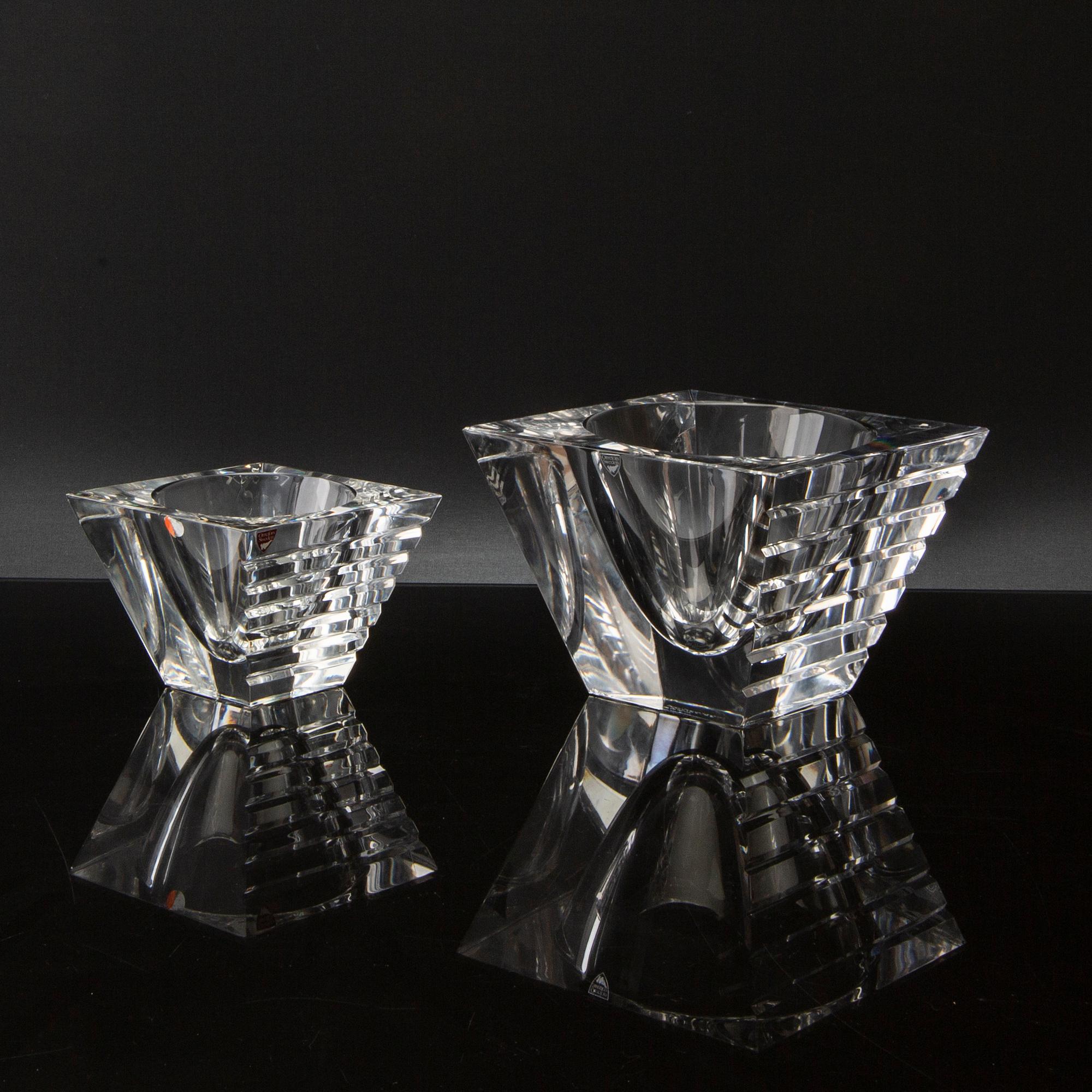 JAN JOHANSSON, two signed  Orrefors glass bowls. Models. 21th century.