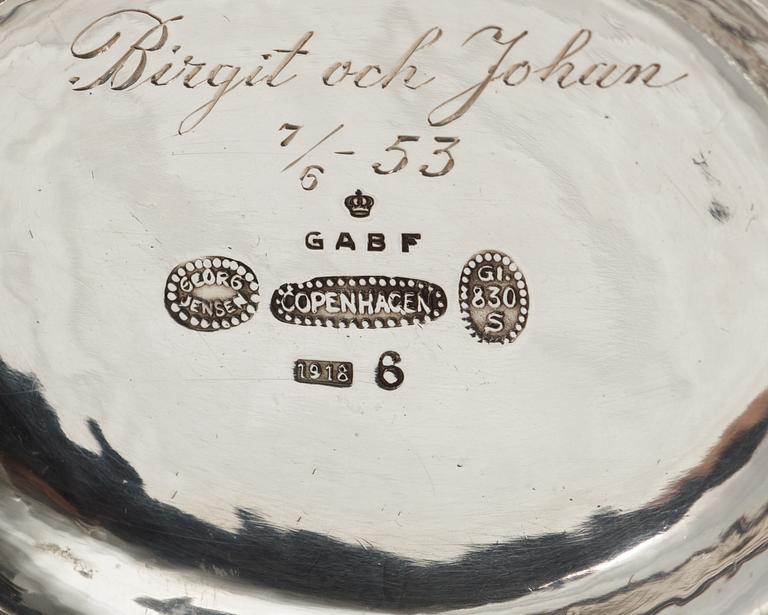 A Johan Rohde 830/1000 bowl, by Georg Jensen, Copenhagen 1918.