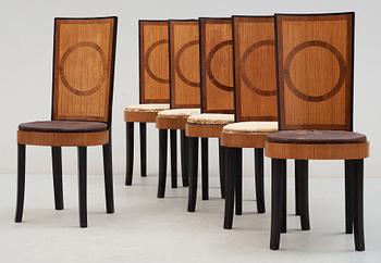 A set of six Axel Einar Hjorth 'Ceylon' chairs, Nordiska Kompaniet, Stockholm 1930.