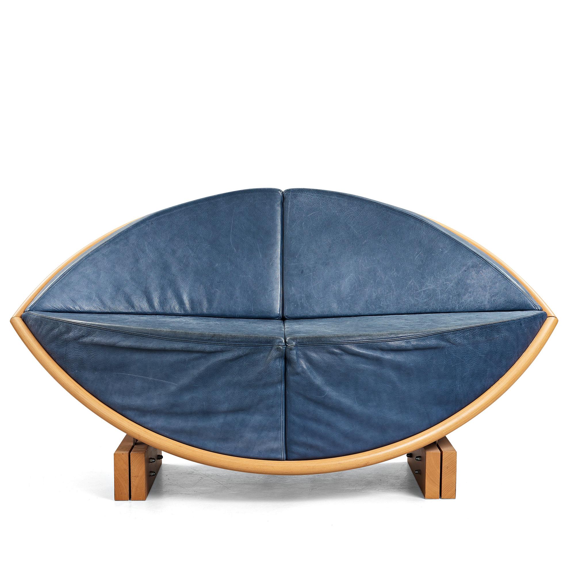 Sigurdur Gustafsson, SIGURDUR GUSTAFSSON, a "Keflavik", beech, steel and leather sofa, Källemo, Sweden post 2000.