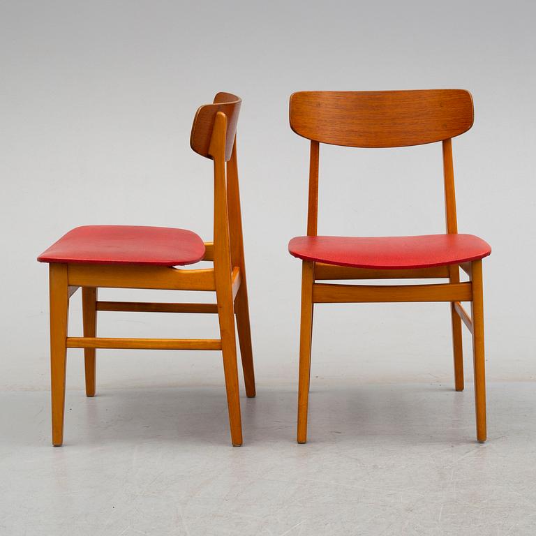 A set of four mid 20th century chairs.