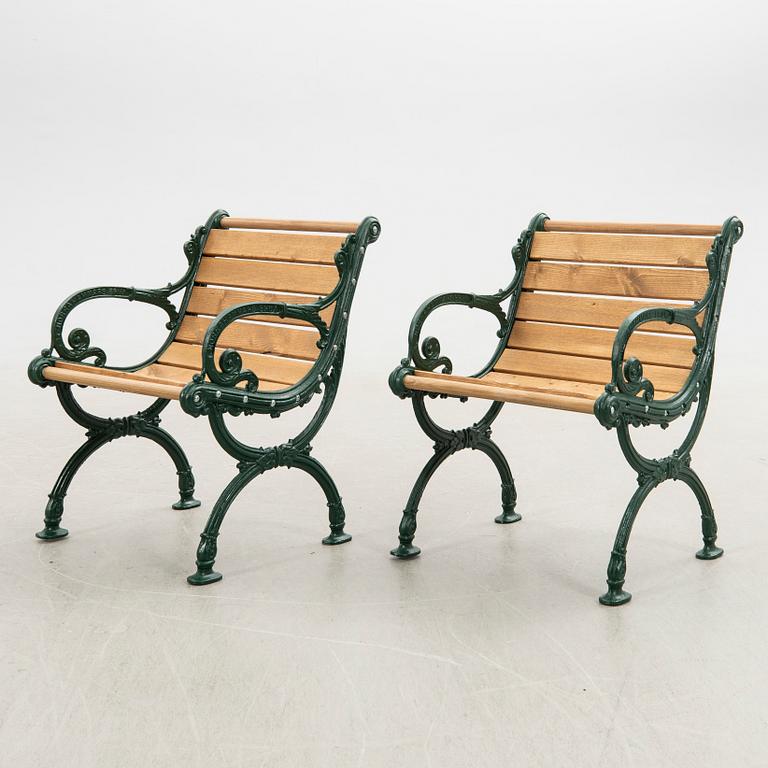 Garden armchairs, a pair, Norrahammar's Ironworks, 20th century.