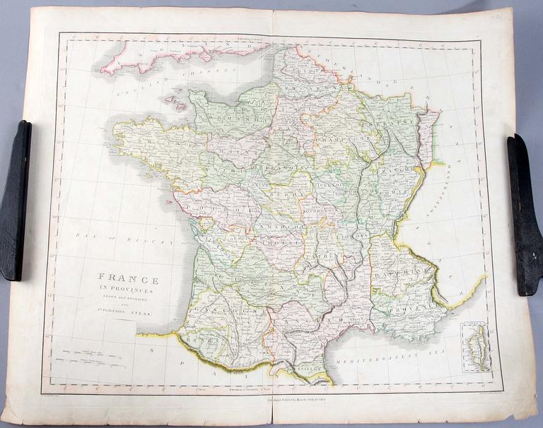 KARTA, Frankrike, N Coltman Vauxhall, 1821.