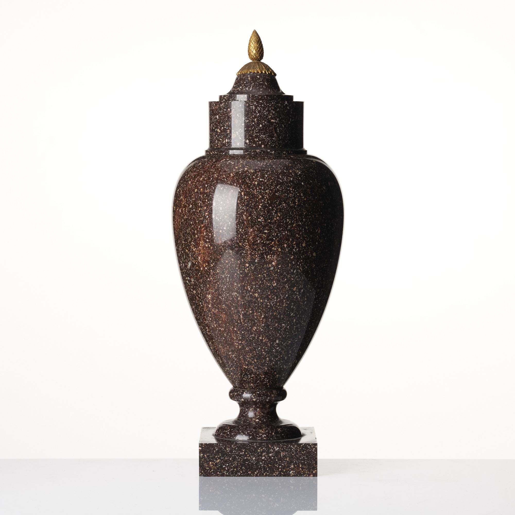 A Swedish early 19th century 'Blyberg' porphyry urn.