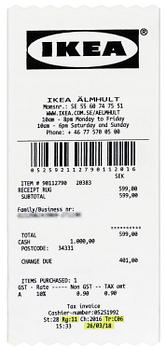 120. Virgil Abloh, a carpet, 'kvitto' ('Receipt'), IKEA x Virgil Abloh, the 'MARKERAD' collection, c. 200 x 90 cm.