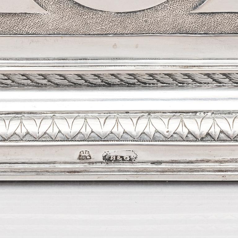 A German mid- 19th century silver jewelry box, mark of Brahmfeld & Gutruf, Hamburg.