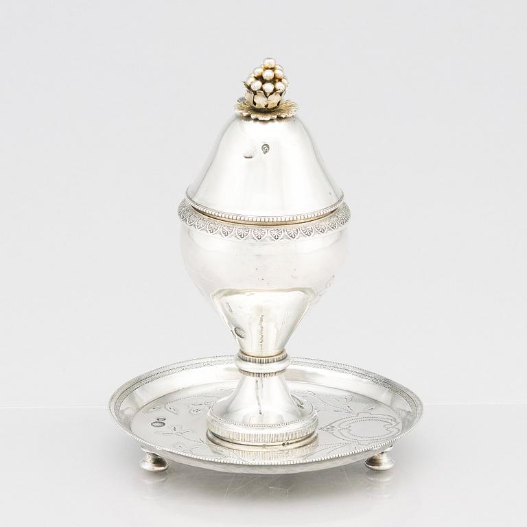 A silver vessel with lid, Ottoman Empire, circa 1890.