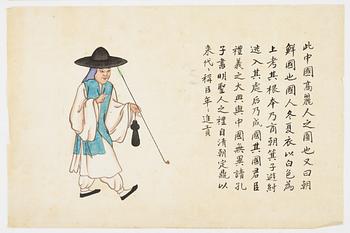 Unidentified artist, three Chinese gouache paintings on rice paper, 20th century.