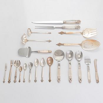 Johan Rodhe, bestickuppsättning, 48 delar, sterlingsilver, "Dronning/Acanthus", Georg Jensen, Danmark, efter 1945.