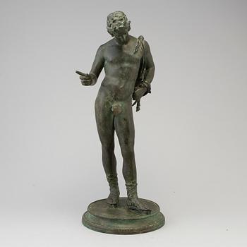 A 20th century bronze sculpture of Narcissus.