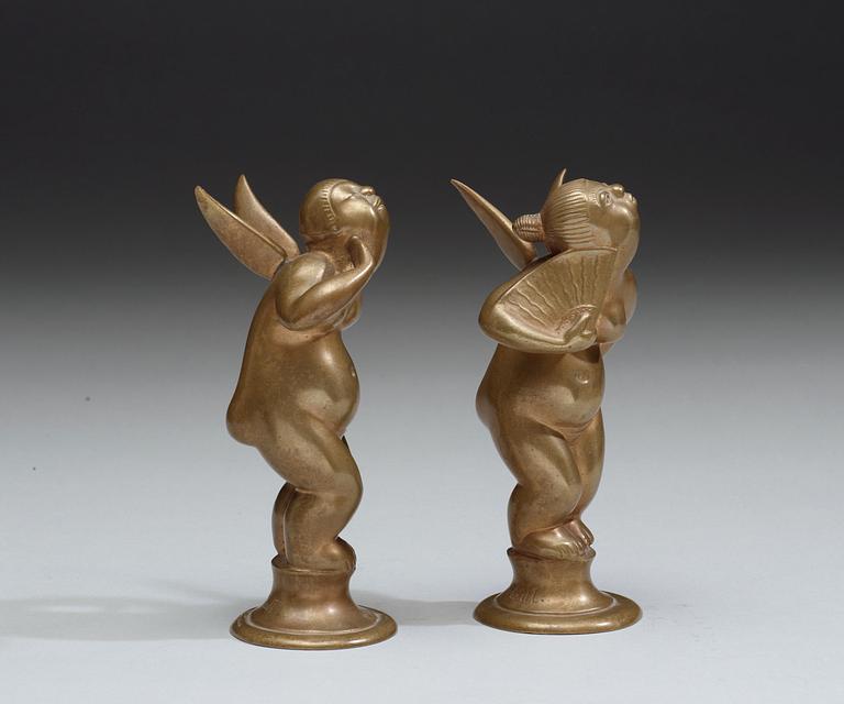 A pair of Nils Fougstedt bronze sculptures, foundry Otto Meyer, 1920's.