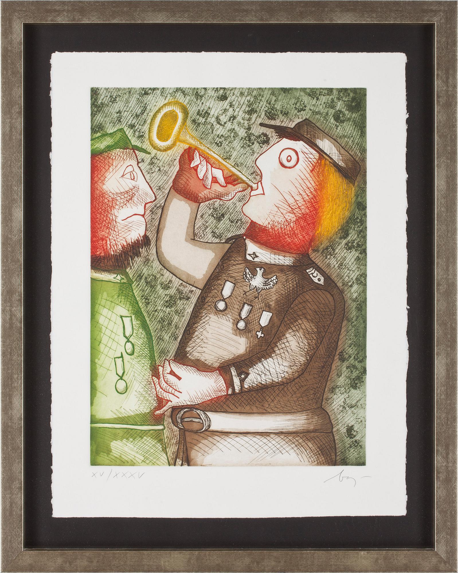 ENRICO BAJ, etsning, sign o numr XV/XXXV.