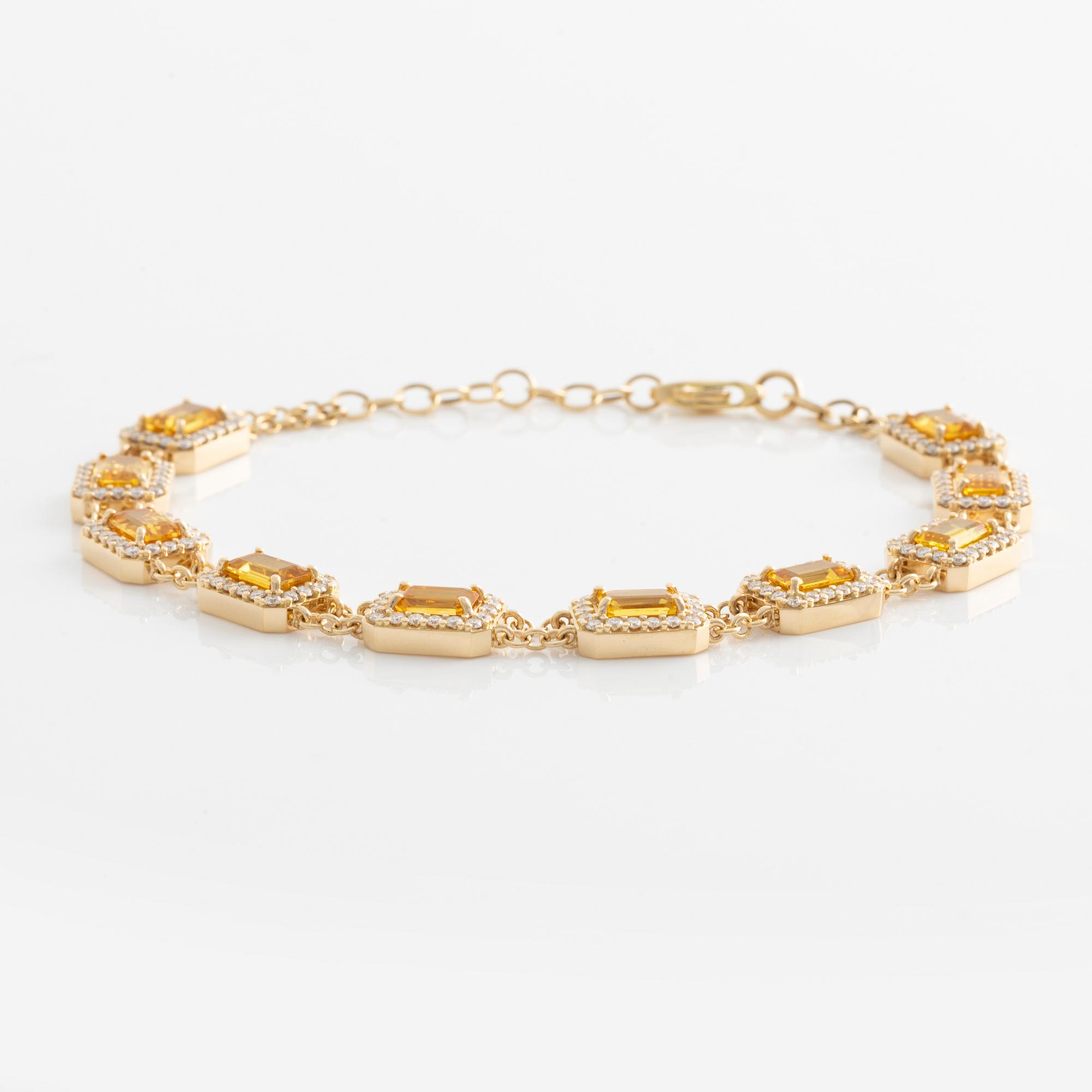 Bracelet with yellow sapphires and brilliant-cut diamonds.