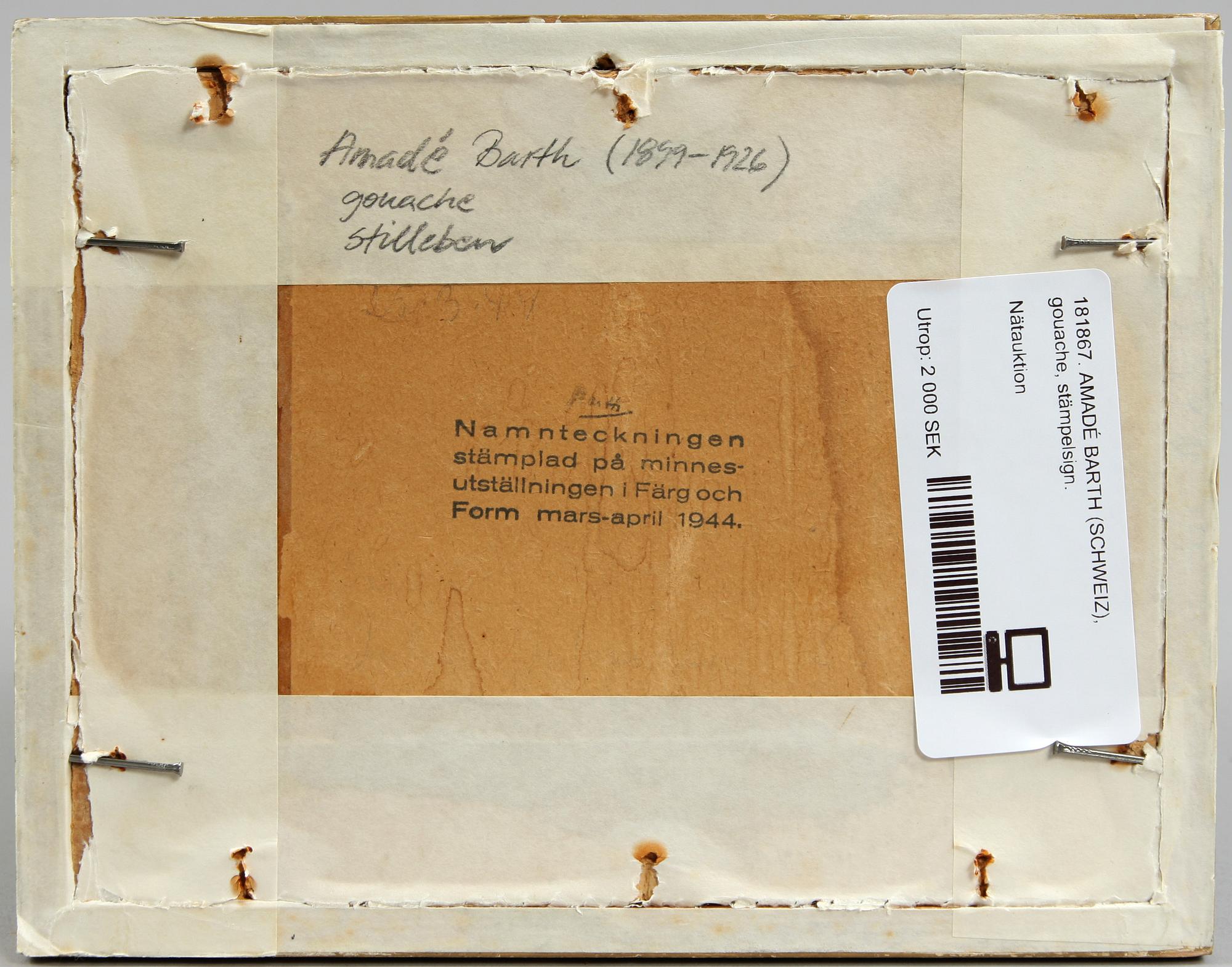 AMADÉ BARTH, gouche, sign.