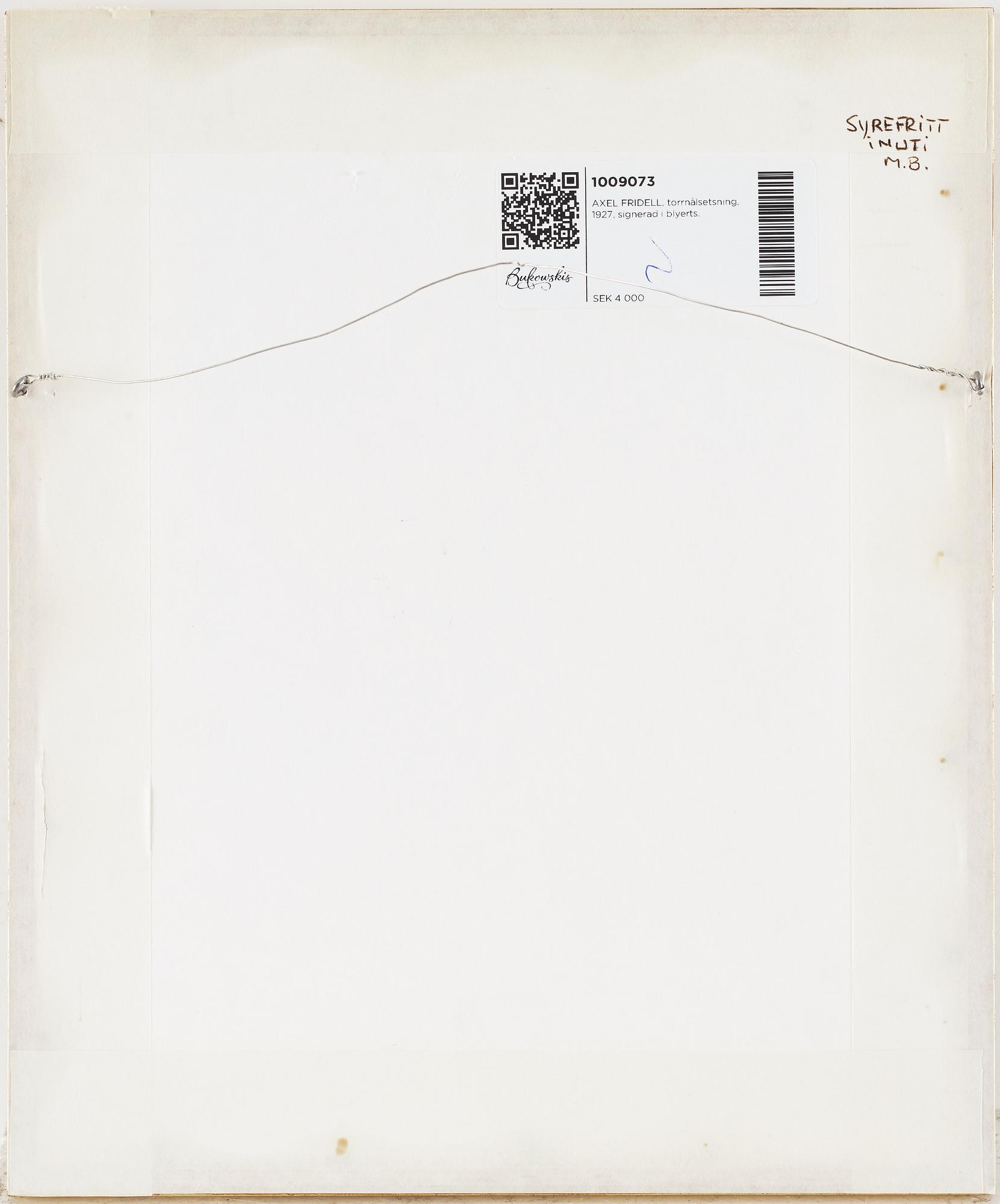 AXEL FRIDELL, torrnålsetsning, 1927, signerad i blyerts.