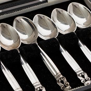 KAFFESKEDAR, 7 st, sterlingsilver. Georg Jensen, "Konge/Acorn".