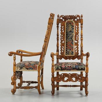 KARMSTOLAR, ett par, barockstil, 1800/1900-tal.