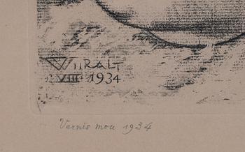 Eduard Wiiralt, etching, 1934,  signed and dated  Vernis mou 1924 in pencil.