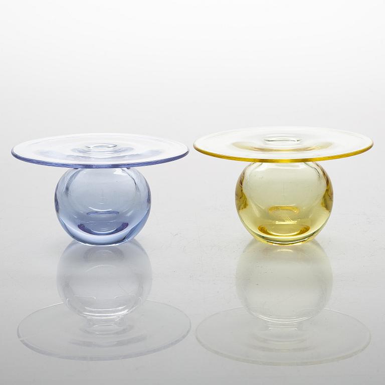 Nanny Still, Two Glass Vases, signed Nanny Still Riihimäen Lasi Oy.