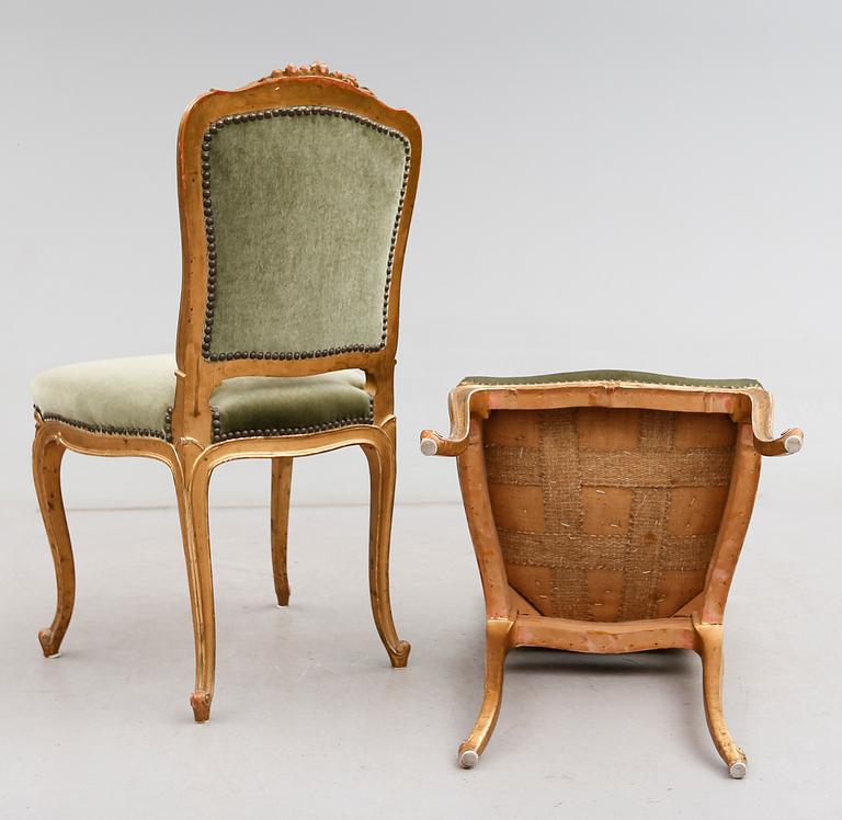STOLAR, 1 par, rokokostil, omkring år 1900.