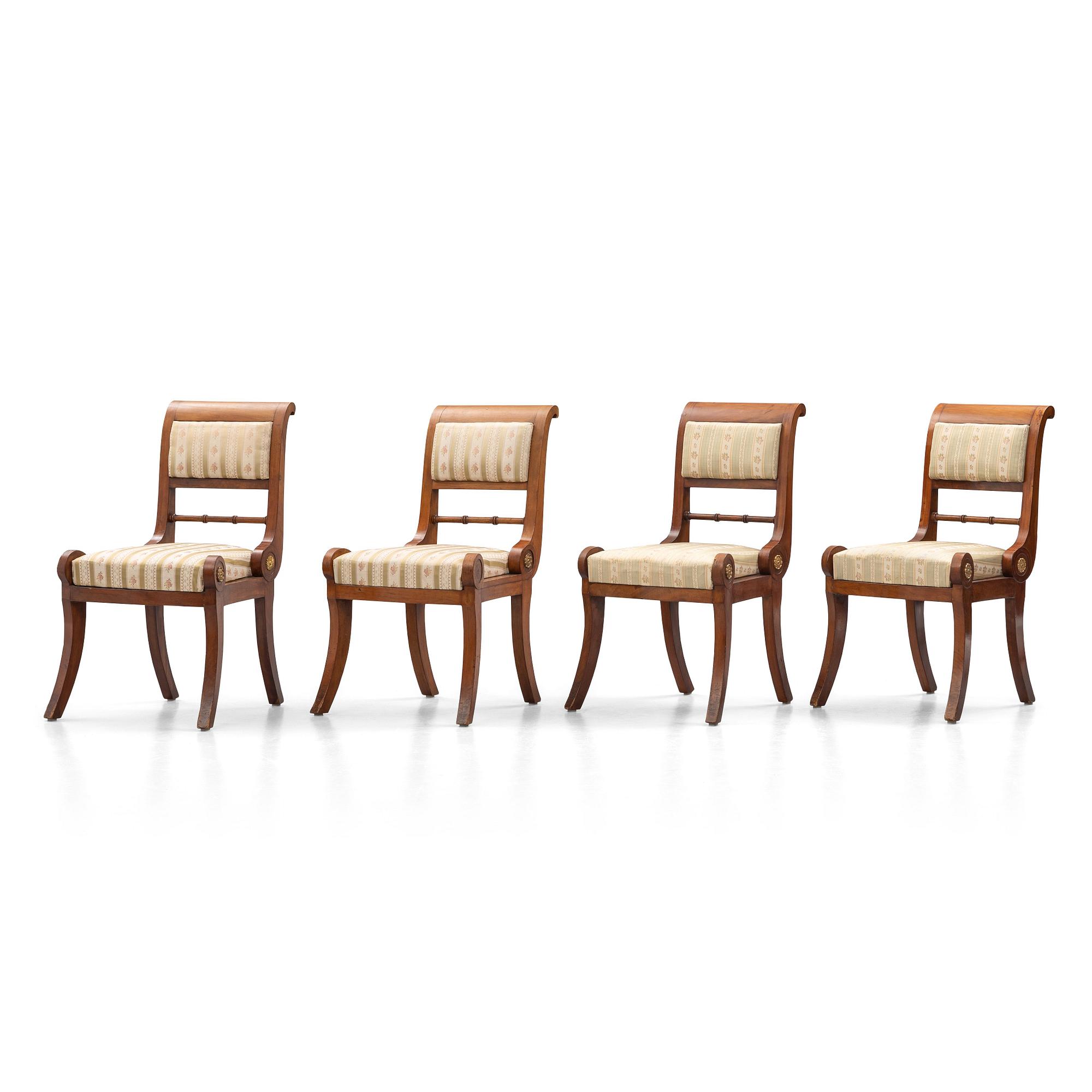 A set of four Swedish Empire chairs, attributed C F Sundvall.