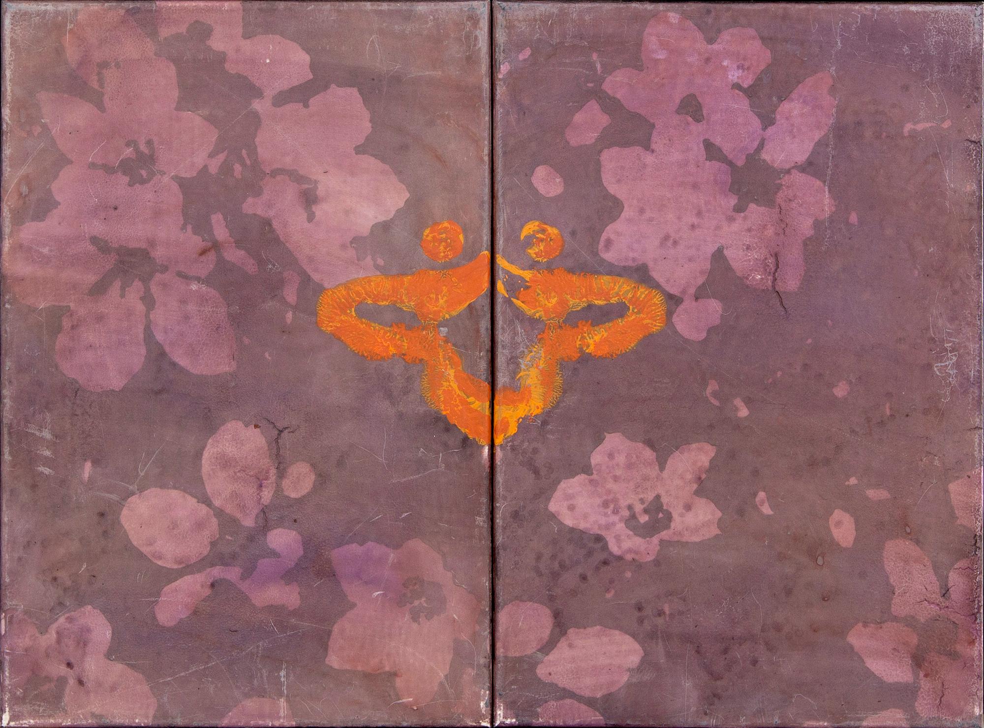 Jette L Ranning, oil on canvas, diptych, signed and dated 98 on verso.