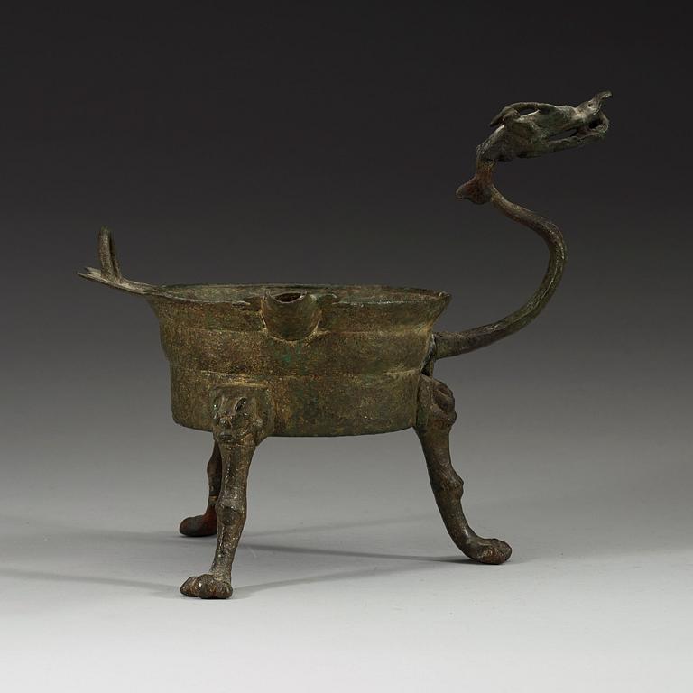 An tripod bronze vessel, presumaly Tang dynasty (618-907).