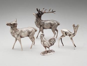 FIGURER, 4 st, silver, tre från Spanien, 1900-talets mitt. Vikt ca 620 gram.