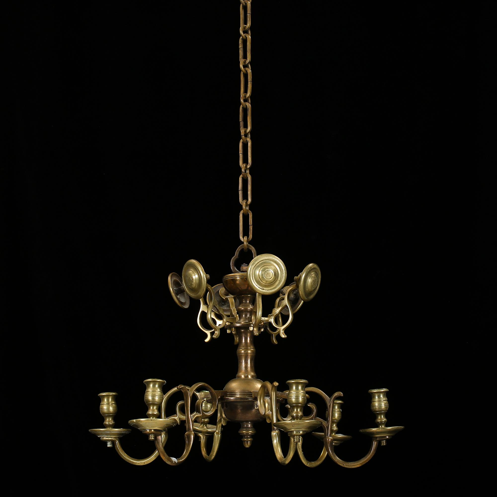LJUSKRONA, Barock, så kallad malmkrona, 17-1800-tal. Höjd ca 30cm.