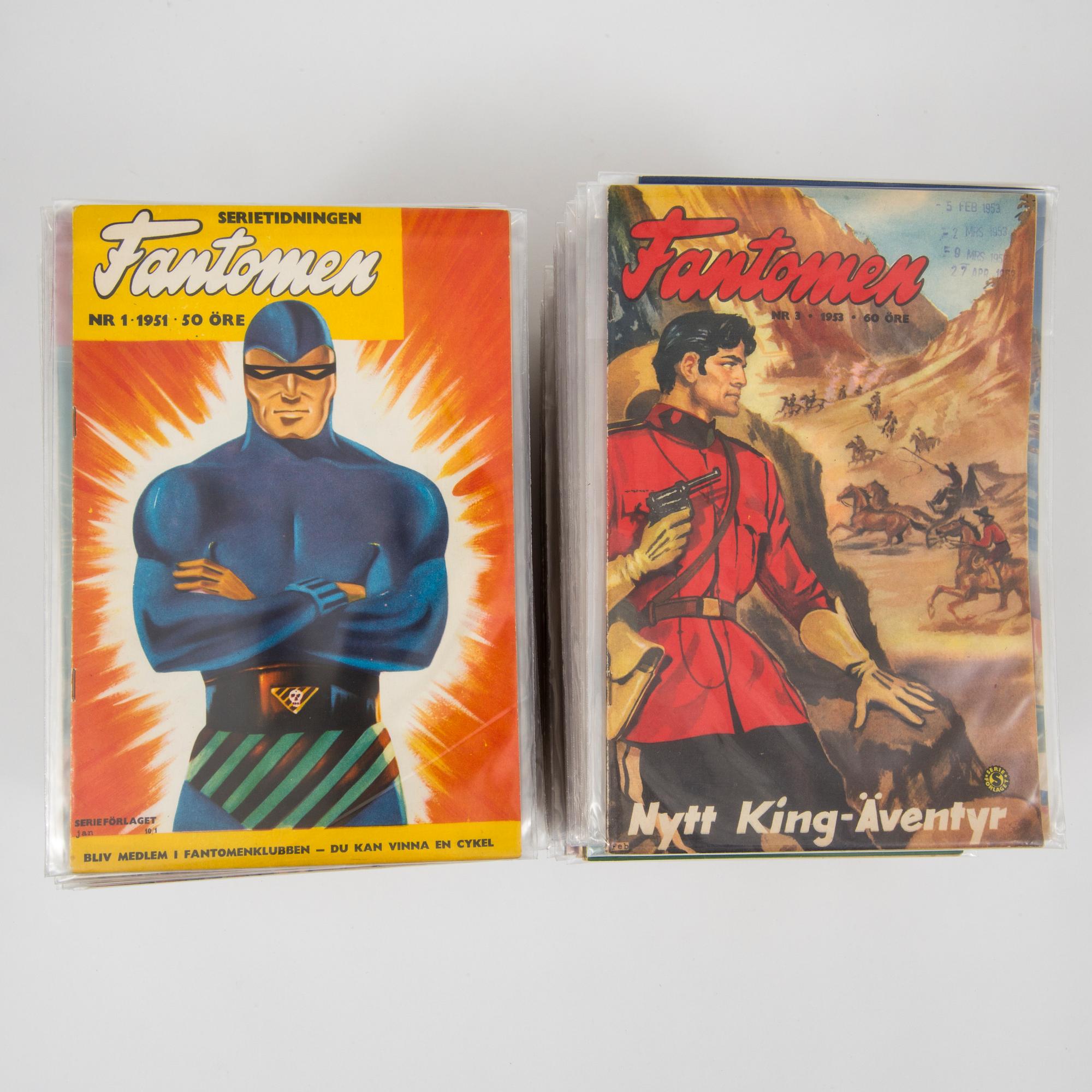 A lot of "Serietidningen Fantomen" comic books complete years 1951-58.