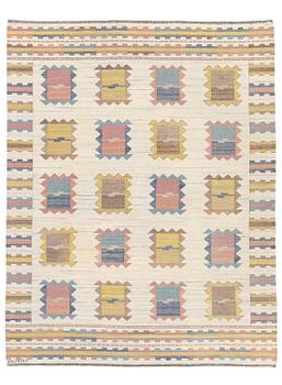 399. Märta Måås-Fjetterström, a carpet, 'Ljusa plador', flat weave, c. 257 x 203 cm, signed AB MMF.