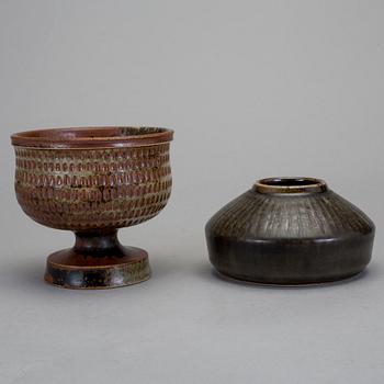 SKÅL, och VAS stengods, Stig Lindberg, Gustavsberg studio, 1965 och Carl Harry Stålhane, Rörstrand.