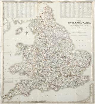 ATLAS, "Smiths" Map of England & Wales", Travelling Roads, Canals, England 1827.