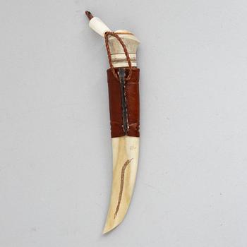 Jan Lindfors, a reindeer antler knife, signed JL.