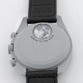 Swatch/Omega, MoonSwatch, Mission to the Moon, chronograph, wristwatch, 42 mm.