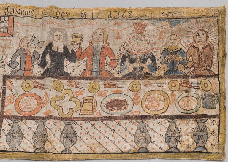 A FOLK ART WALL PAINTING FROM 1762. Sweden.