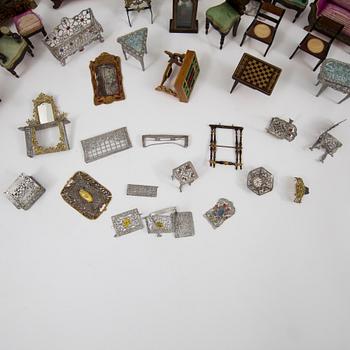 A lot of 26 doll house furniture Germany 19th century.