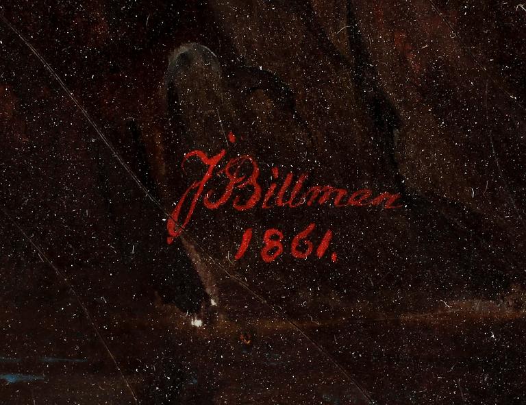 OKÄND KONSTNÄR, olja på duk. Signerad J Billman och daterad 1861.
