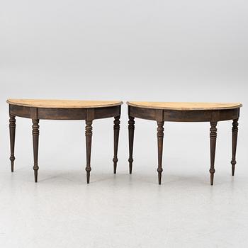A pair of semi-circular tables Sweden, late 19th century.