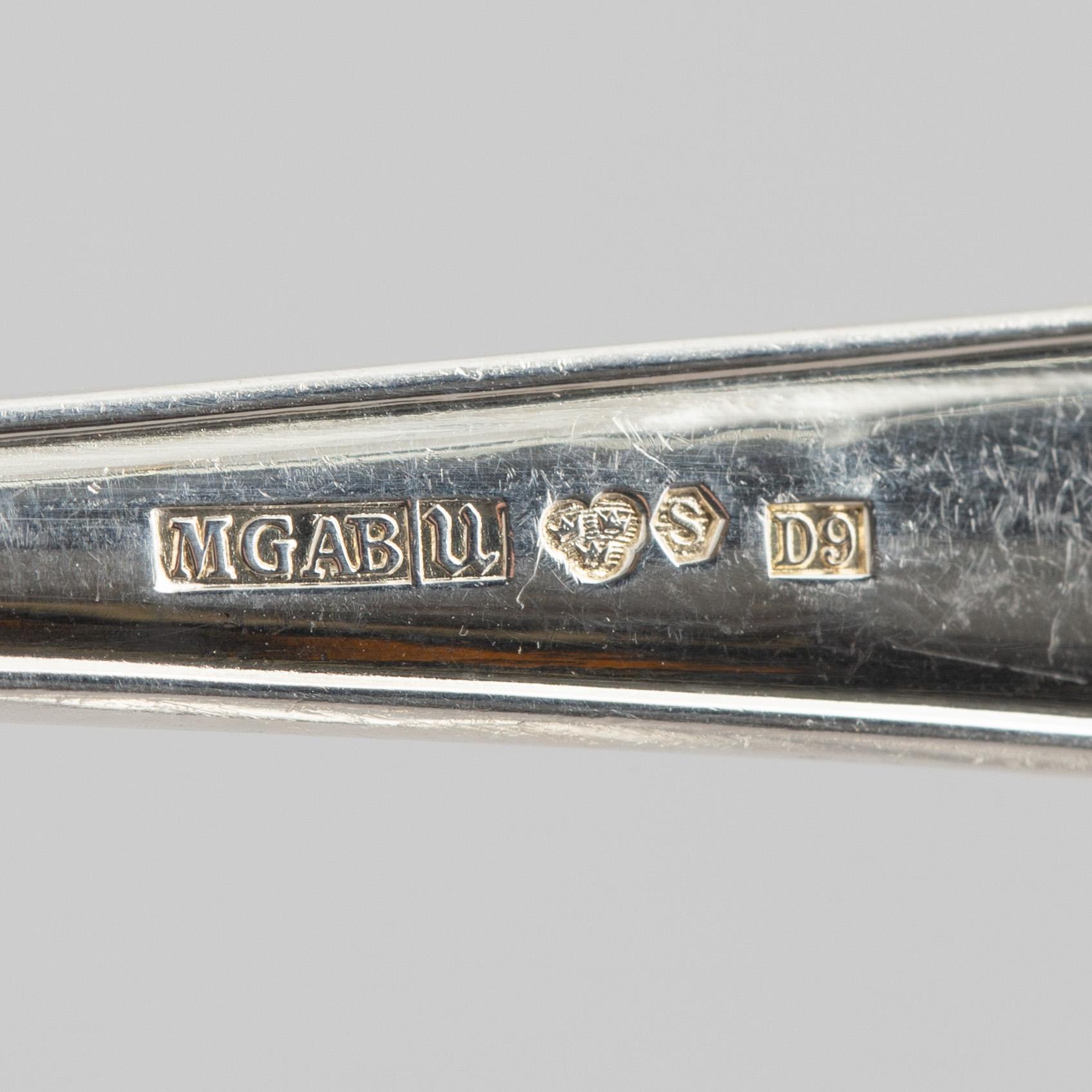 A 55-piece silver flat wear set, "Chippendale", MGAB, Uppsala, Sweden, 1936-58.