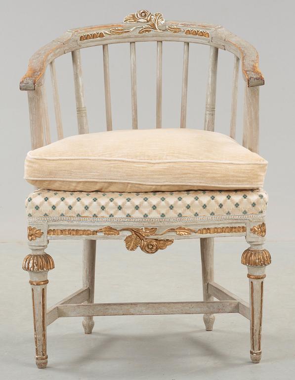 A Gustavian 18th century armchair by O Eriksson, Lindome.