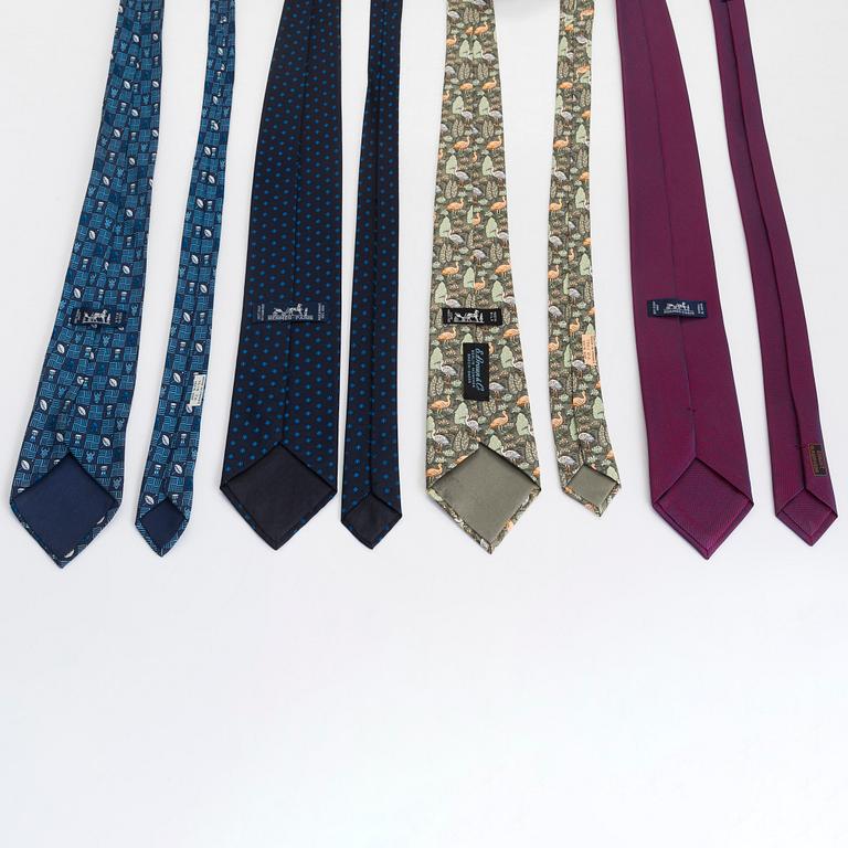 Hermès, four silk ties.