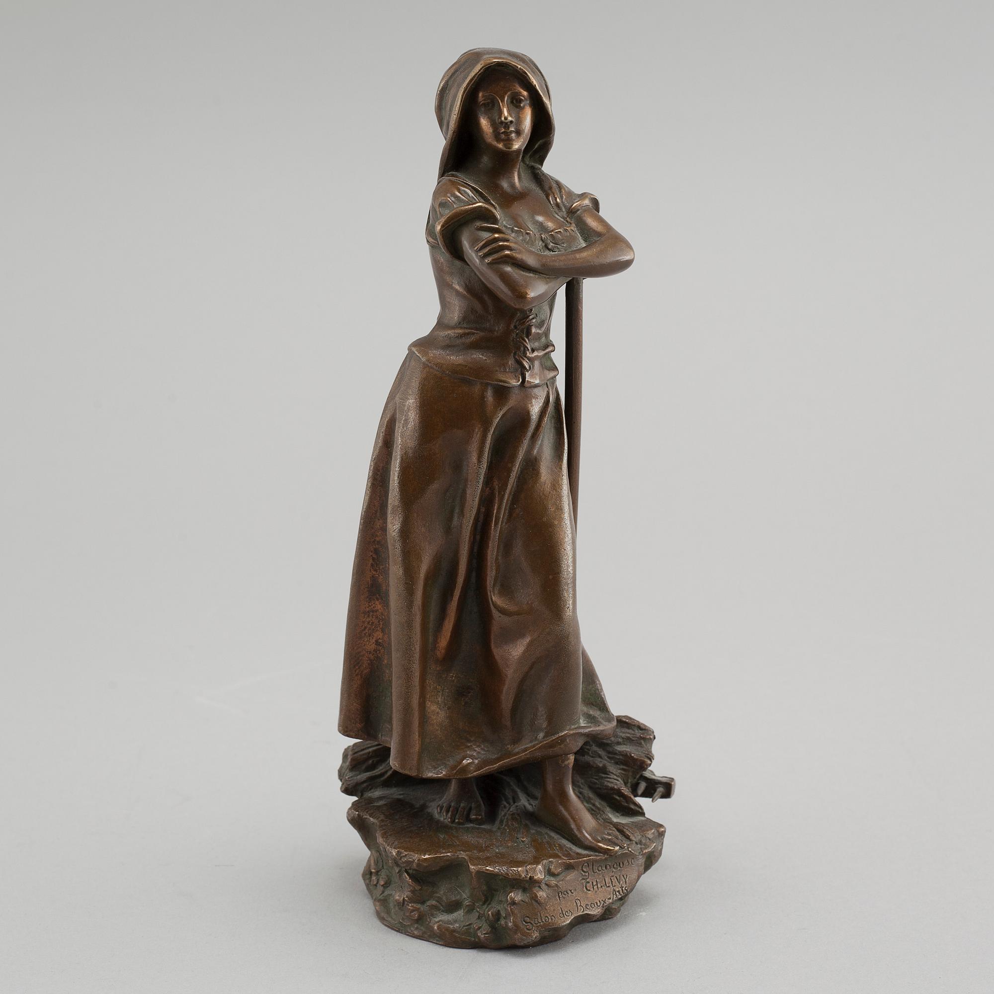 A bronze sculpture by Charles Octave Lecy, signed and with control-mark.