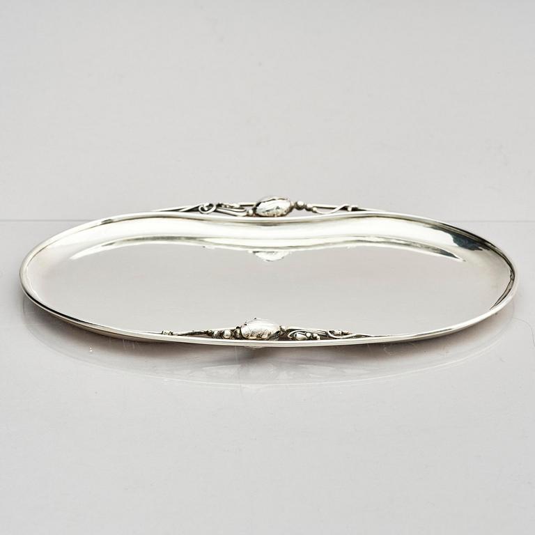 Georg Jensen, bricka, sterling silver, modell nr 2, Köpenhamn efter 1945.