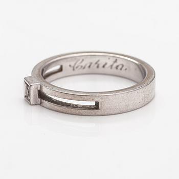 Ring, 14K vitguld, diamant ca 0.04 ct. Kultasarvi, Åbo.